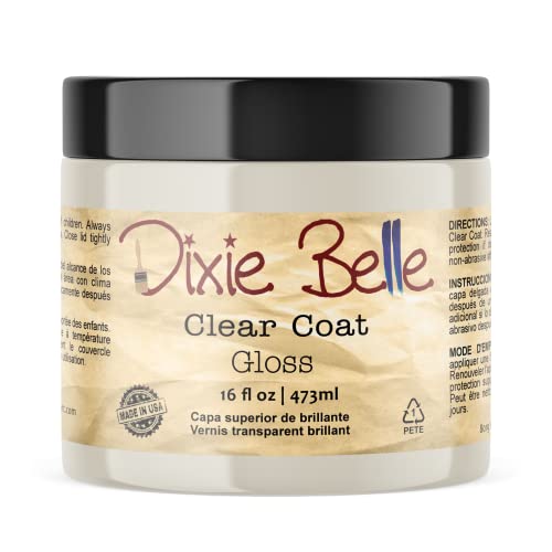 Dixie Belle Paint Company - Clear Coat Gloss (16oz) - Polyacrylic Topcoat | Glossy Finish Polyacrylic Topcoat - Chalk-Friendly Furniture Paint Finish - color: Gloss, size: 16 Fl Oz (Pack of 1)
