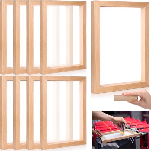 CroBlissful 8 Pcs Wood Silk Screen Printing Frames, 8x12 Inch with 200 White Mesh Screen Printing Frame, DIY Craft Stencil Kit for Beginners T-Shirts, Posters, Wood Sign, Paper Making - style: 200 Mesh