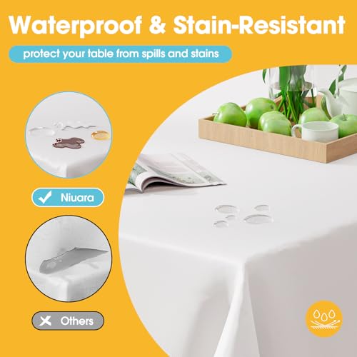 Niuara White Plastic Table Cloth Disposable, 8 Pack, 54 x 108 in | Rectangle, 6 ft Tables, Party Holiday Gathering - color: White, size: 54" x 108" - 8 Packs