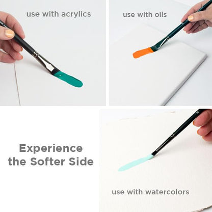 Black Swan Synthetic Red Sable Round Paint Brushes - Round Size # 8 - Professional Quality Long Handle Paint Brushes for Oil, Heavy Body Media and Acrylic - Artists of All Levels - size: Size 8
