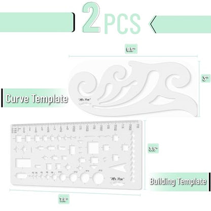 Mr. Pen- Geometric Drawing Template, 2 pcs, French Curve, Plastic Template - style: 2 pcs