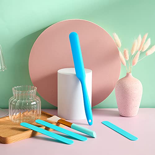 10 Pieces Reusable Stir Sticks Kit Include 2 Pieces Silicone Spatula Scraper 2 Pieces Silicone Facial Epoxy Brush 6 Pieces Plastic Resin Sticks Stirring Makeup Stick for Mixing Resin Epoxy Liquid
