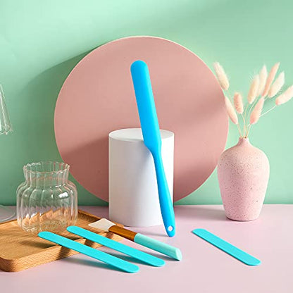 10 Pieces Reusable Stir Sticks Kit Include 2 Pieces Silicone Spatula Scraper 2 Pieces Silicone Facial Epoxy Brush 6 Pieces Plastic Resin Sticks Stirring Makeup Stick for Mixing Resin Epoxy Liquid