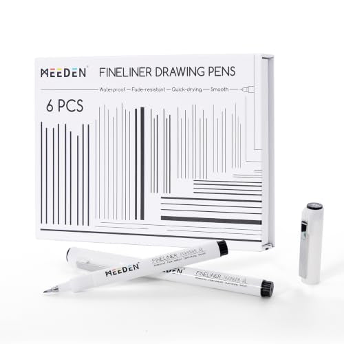 MEEDEN Micro Fineliner Drawing Pens: 0.4-1.2mm XS Nib, 6 Pack, Black Ink | Waterproof archival ink with a flexible tip for technical drawing, sketching, outlining, manga, illustration, and journaling - style: XS Elastic Nib