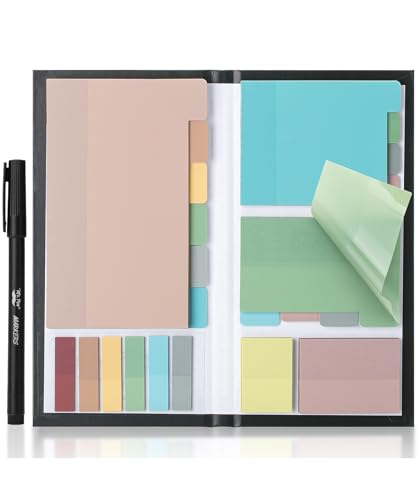 Mr. Pen- Transparent Sticky Notes Set, 410 Pack | Transparent Sticky Notes Tabs with Black Fineliner Pen for Bible Study, Office, School, Planning, Journaling & Organization - color: Morandi, size: 1 Set