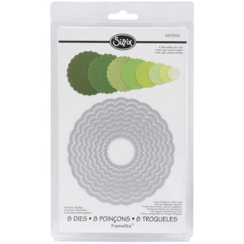 Sizzix Framelits Die Set 8/PK - Circles, Scallop - style: Scallop Circles