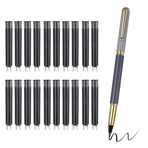 PATIKIL Calligraphy Brush Pens Refillable Brush Pen Set Chinese Hand Grey | Writing Marker Kits, with Fountain Black Ink Metal Clip, for Lettering Journaling Art Drawing - color: Grey