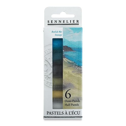 SENNELIER Extra-Soft French Pastel for Professional Artists, Half Pastel Seaside inspired Set of 6 - color: Seaside