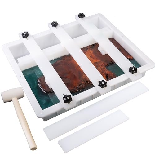 Kalinta Epoxy Mold with Divider Adjustable-15.7x7.9x2.3 in No-Seal Large Resin Mold Integrated Clamping System - Perfect for Beginners & Experienced Artists Alike-Ideal for Creative Resin Art Projects - size: 15.7"x7.9"