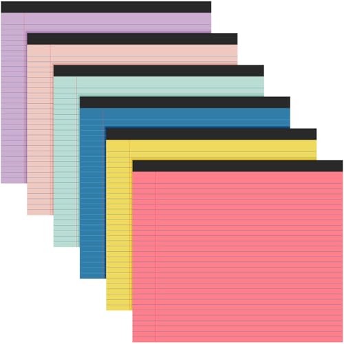 6 Pcs 11" x 9.5" Legal Pads College Ruled Notepad Landscape Notebook Horizontal Lined Notebook 80 Gsm Assorted Colors Paper Pastel Writing Pads for School Office, 40 Sheet (Childish Color) - color: Childish Color