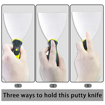 Putty Knife Set, 4 PCS (2,3,4,6 inch) Spackle Putty Knives, Metal Scrapers, Putty Scrapers for Drywall, Putty, Decals, Wallpaper, Baking, Patching and Painting