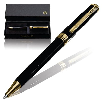 FANSTIK Customized Black & Gold Luxury ballpoint pen, fancy gift set for women, Real 24K Gold Plating, Professional executive pen gift set for men (Lux Custom-BallPoint Black-Gold) - color: B Cust-BallPoint Black-Gold