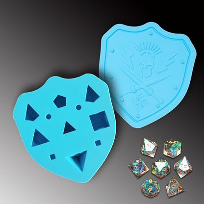 DND Dice Mold for Resin Casting, Sharp Edge Silicone Molds with Dice Making Kit, Personalized Silicone Molds for DIY Crafting of 7 Standard Polyhedra - Blue - color: Blue