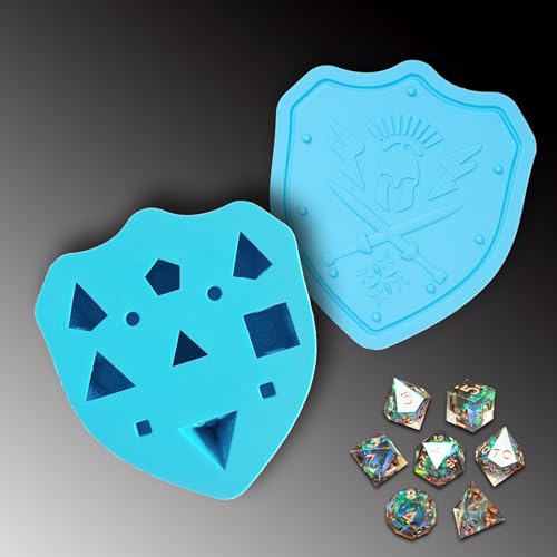 DND Dice Mold for Resin Casting, Sharp Edge Silicone Molds with Dice Making Kit, Personalized Silicone Molds for DIY Crafting of 7 Standard Polyhedra - Blue - color: Blue