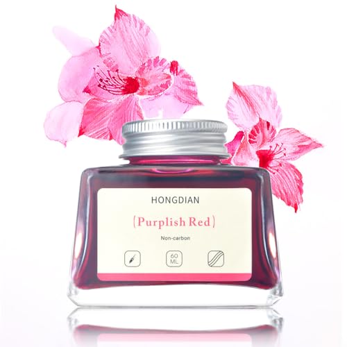 Hongdian Fountain Pen Bottled Ink Purplish Red Color, 60ml Non Carbon Inkwell Bottle, Artist Calligraphy Ink - color: Purplish Red