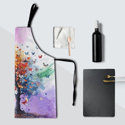 Imiss Waterproof Stain-Resistant Cooking Chef Aprons for Grill BBQ Baking 27 X 31 Inch - color: Rainbow Tree