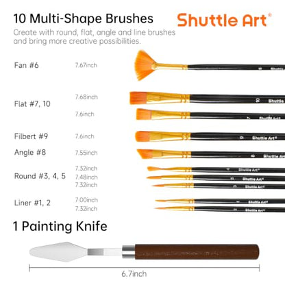 82 Pack Acrylic Paint Set, Shuttle Art 66 Colors Acrylic Paint with 10 Brushes, 22ml/0.74oz Tubes, Vibrant Colors, Artist Painting Supplies for Kids, Adults Painting & Crafting on Canvas, Wood Ceramic