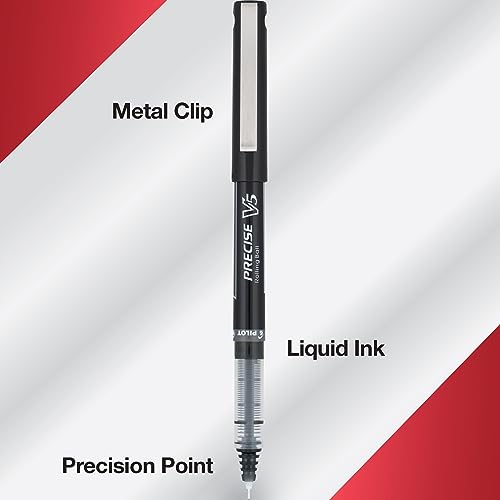 PILOT Precise V5 Rollerball Pens,Extra Fine Point 0.5 mm Black Pens,Black,- Ideal for School,Journaling & Office Writing,12 Count (Pack of 2) - color: Black, size: 12 Count (Pack of 2)