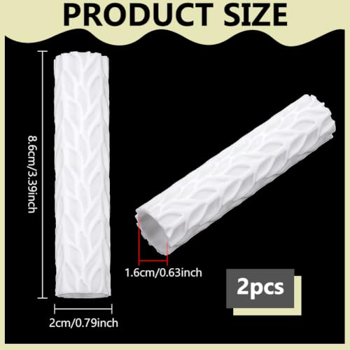 PH PandaHall 2pcs Polymer Clay Texture Roller for Earrings Making Embossing Pottery Rollers, Leaf Pattern Texture Roller Like Polymer Clay Textures Sheets for DIY Jewelry Making Ceramic Pottery Crafts - color: Leaf-3