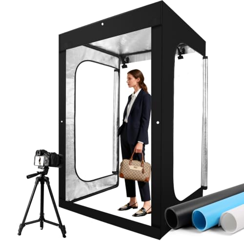 Large LightBox with Tripod Stand, 47"x38"x79" Light Box with 8 Stepless Dimming Light Boards 768 LED Beads,Shooting Tent kit with 3 Backdrops.Professional Photobooth Softbox for Studio Photography - size: 47*38*79 Inch