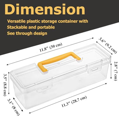 Tosnail 3 Pack Plastic Box with Handle, Portable Storage Container, Organizer Cases for Art Painting Supplies, Crafting Tools, Sewing Accessories, Ribbons, Washi Tapes, Pottery Tools, Nail Polish