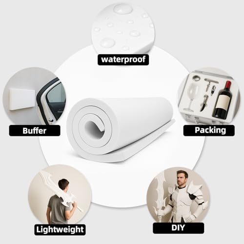 20mm Thick White Eva Foam Cosplay Sheets roll, 13.9" x 39" Premium eva Craft Foam for Cosplay Costume by MEARCOOH - color: White, size: Thickness-20mm