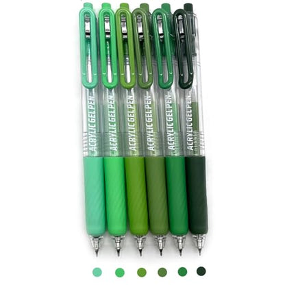 6 Colors 0.7mm Fine Pointed Acrylic Gel Pen Set,Green2.0 | Fit for Drawing Creation, Daily Painting, Coloring, Card Making, Journaling - color: Green