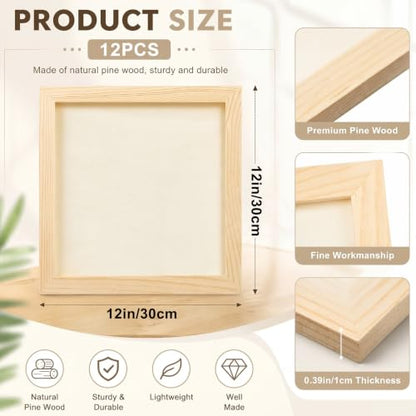 Kathfly 12 Pcs 12 x 12 Inch Wood Panels for Painting,Unfinished Boards - size: 12 x 12 inch