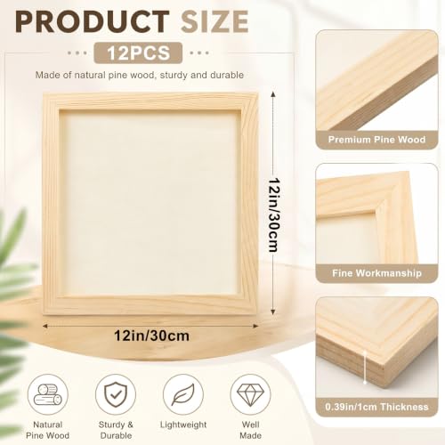 Kathfly 12 Pcs 12 x 12 Inch Wood Panels for Painting,Unfinished Boards - size: 12 x 12 inch
