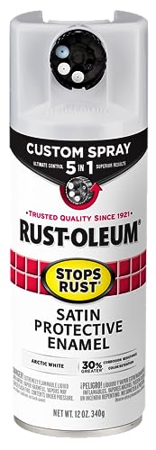 Rust-Oleum Stops Rust Custom 5-in-1 Spray Paint, Satin Arctic White - color: Satin Arctic White, size: 12 Ounce (Pack of 1)