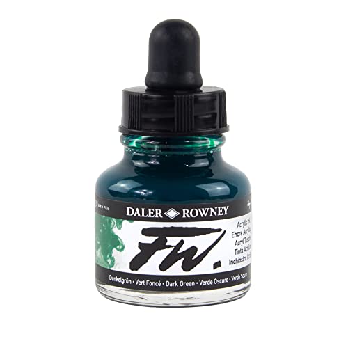 Daler-Rowney FW Acrylic Artists Ink, 1 oz, Dark Green (160029326) - color: Dark Green