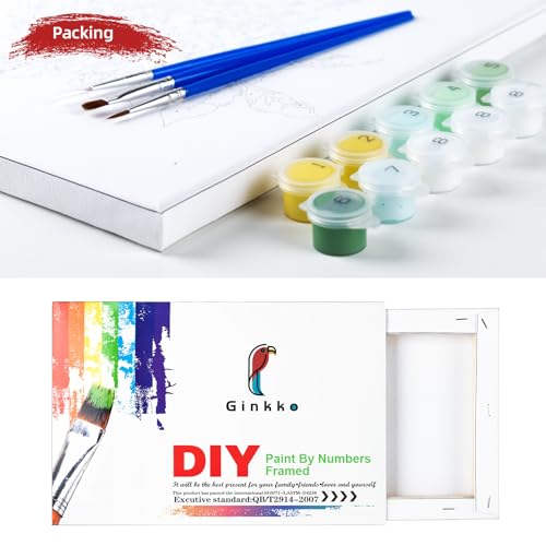 Ginkko Framed Paint by Numbers Kit for Adults 8X 12 inch, Vase Flowers - color: white flower framed, size: 8x12 Inch