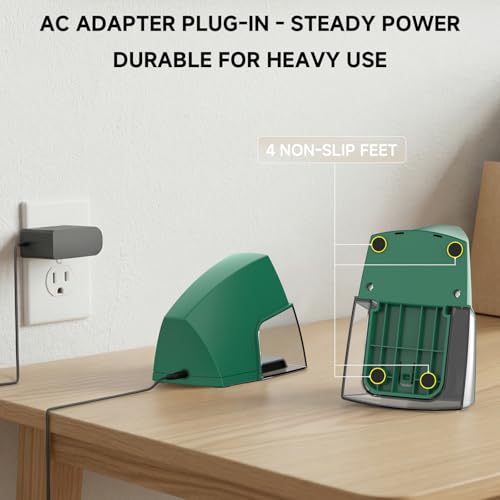 Electric Pencil Sharpener for 6 to 8 mm Pencils Helical Blade Fast 4 Second Sharpening Large Shavings Bin Non Slip Feet Safe Design for Classroom Office and Home Green(S1131) - color: Green