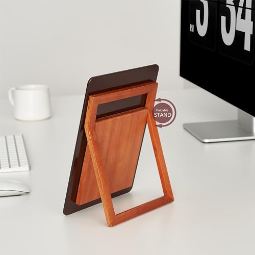 Yeoux Desk Glass Dry Erase Board with Reversible Wood Stand 9.5"x6.7" - color: Cherry-burgundy Red