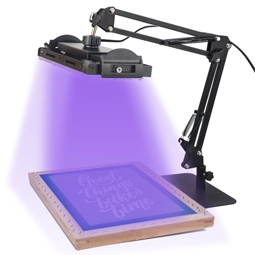 Ecoofor 50W UV Exposure Unit for Screen Printing with Adjustable Stand and Large Top Shelf, UV Lamp for Screen Printing Kit, Photo Emulsion Kit, and Cyanotypes - color: 1 UV Light Set