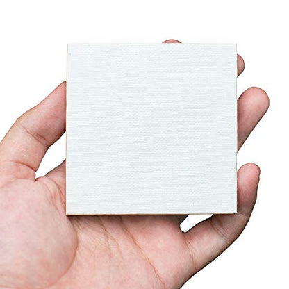 FIXSMITH 3x3 Inch Mini Stretched Canvas Easel Set- Bulk Pack of 12,Small Stretched White Blank Canvas Panels & Wood Easels for Painting Craft Drawing Decoration Gift Art Project DIY, Art Supplies - size: 3"X3"+ Easel