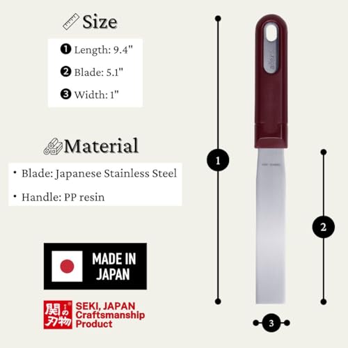 ALLEX Japanese Putty Knife 1" for Art and Paint, Flexible Japanese Stainless Steel Blade, Heavy Duty Full Tang Handle, Made in JAPAN - size: 1"
