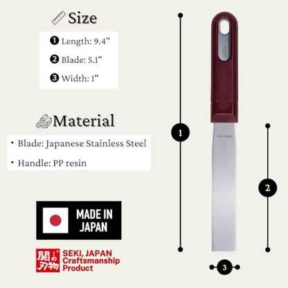 ALLEX Japanese Putty Knife 1" for Art and Paint, Flexible Japanese Stainless Steel Blade, Heavy Duty Full Tang Handle, Made in JAPAN - size: 1"