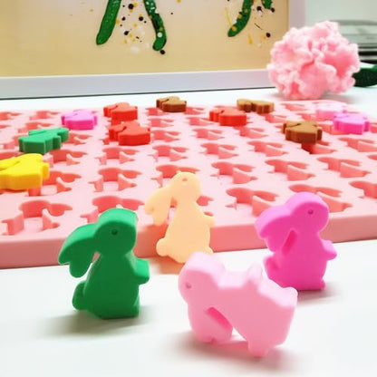 Bunny Silicone Molds for Candy Gummy Chocolate, Easter Molds, Rabbit Silicone Mold with Scraper (bunny) - color: Pink
