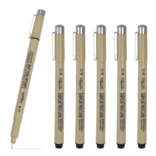 PATIKIL Fineliner Pens, 6 Pcs 03 0.35mm Fineliner Marker Black Waterproof Ink Archival Drawing Pens Art Supplies Set for Sketching Journaling Scrapbooking Artist Illustration - size: 03 0.35mm