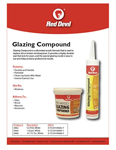 Red Devil 0662 Pre-Mixed Glazing Compound, 1/2 Pint - size: 1/2 Pint