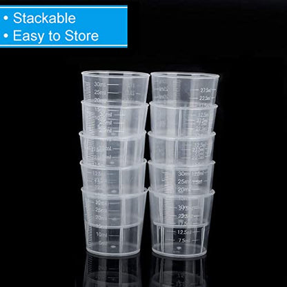 30ml Plastic Liquid Measuring Cups - Mini Clear Kitchen Medicine Cups Transparent Labs Graduated Beakers Baking Cooking Home Lab Measure Tool (10 Packs,1oz,Transparent) - color: 10 Pcs