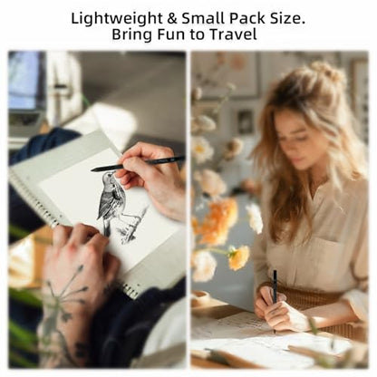 LIVHOLIC Woodless Graphite Drawing Pencils Set,6 Black Lead Pre-Sharpened 2H HB, 2B, 4B, 6B 8B Degrees Coloring Pencils, 50PK Blank Watercolor Card for Sketching,Writing,Shading