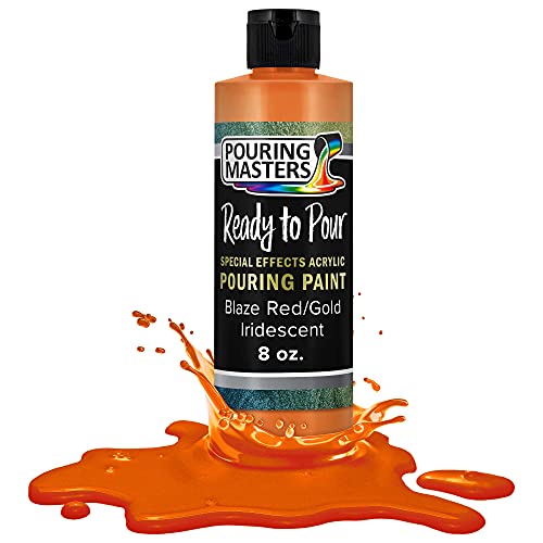 Pouring Masters Blaze Red/Gold Iridescent Special Effects Acrylic Pouring Paint - Premium 8-Ounce Pre-Mixed Fluid Acrylic Paint - Fluid Art Supplies for Canvas, Wood, Paper, Tile & Rocks - color: Blaze Red/Gold, size: 8 Fl Oz (Pack of 1)
