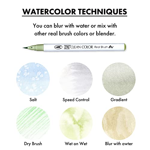 ZIG CLEAN COLOR REAL BRUSH 6 Color set (6 Pale Colors set II) - style: 6 Pale Colors set II