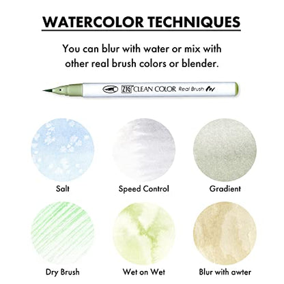 ZIG CLEAN COLOR REAL BRUSH 6 Color set (6 Pale Colors set II) - style: 6 Pale Colors set II