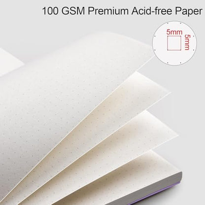 AHGXG Dotted Journal, Grid Spiral Notebook, 110 Pages, A4 (8.5" x 11") | 100 GSM Thick Dot Paper, Waterproof Plastic Cover Journals for Journaling, Sketching (Purple) - color: Purple, style: A4-Dotted