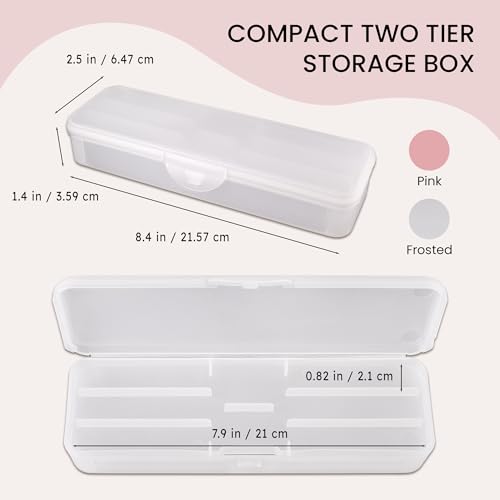 Beauticom Double-Layer Personal Storage Storage Case for Professional Nail Art Pens, Nail Brush, Tools (Frosted White) - color: Frosted White