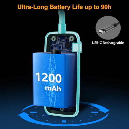 Gritin 19 LED Rechargeable Book Light for Reading in Bed | Eye Caring 3 Color Temps,Stepless Dimming Brightness,Memory Function,90 Hrs Runtime Lightweight Clip on Light-Blue - color: Blue