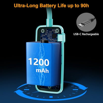 Gritin 19 LED Rechargeable Book Light for Reading in Bed | Eye Caring 3 Color Temps,Stepless Dimming Brightness,Memory Function,90 Hrs Runtime Lightweight Clip on Light-Blue - color: Blue